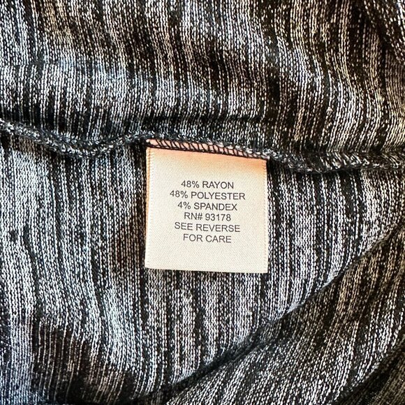 Women's XS Philosophy Half Sleeve Cross Bodice Dress Heathered Black Gray Stripe - Picture 6 of 7